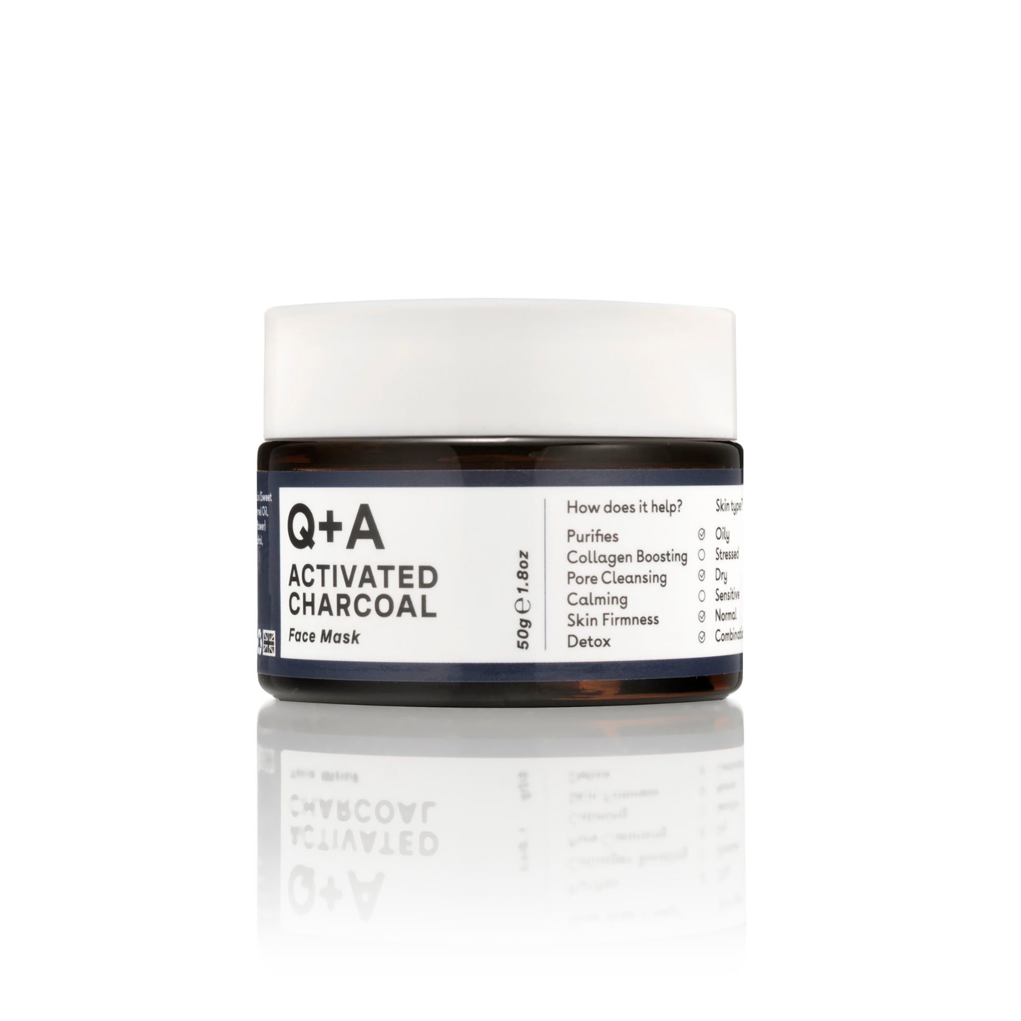 Q+A Activated Charcoal Face Mask jar