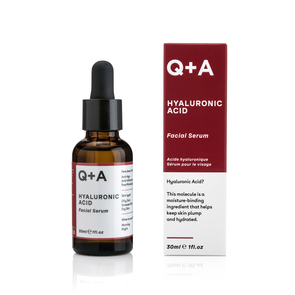 Q+A Hyaluronic Acid Facial Serum bottle and packaging